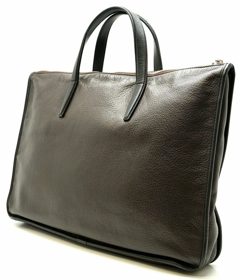 Loewe Business Dark Brown Leather Toledo Briefcase Bag Case Brown